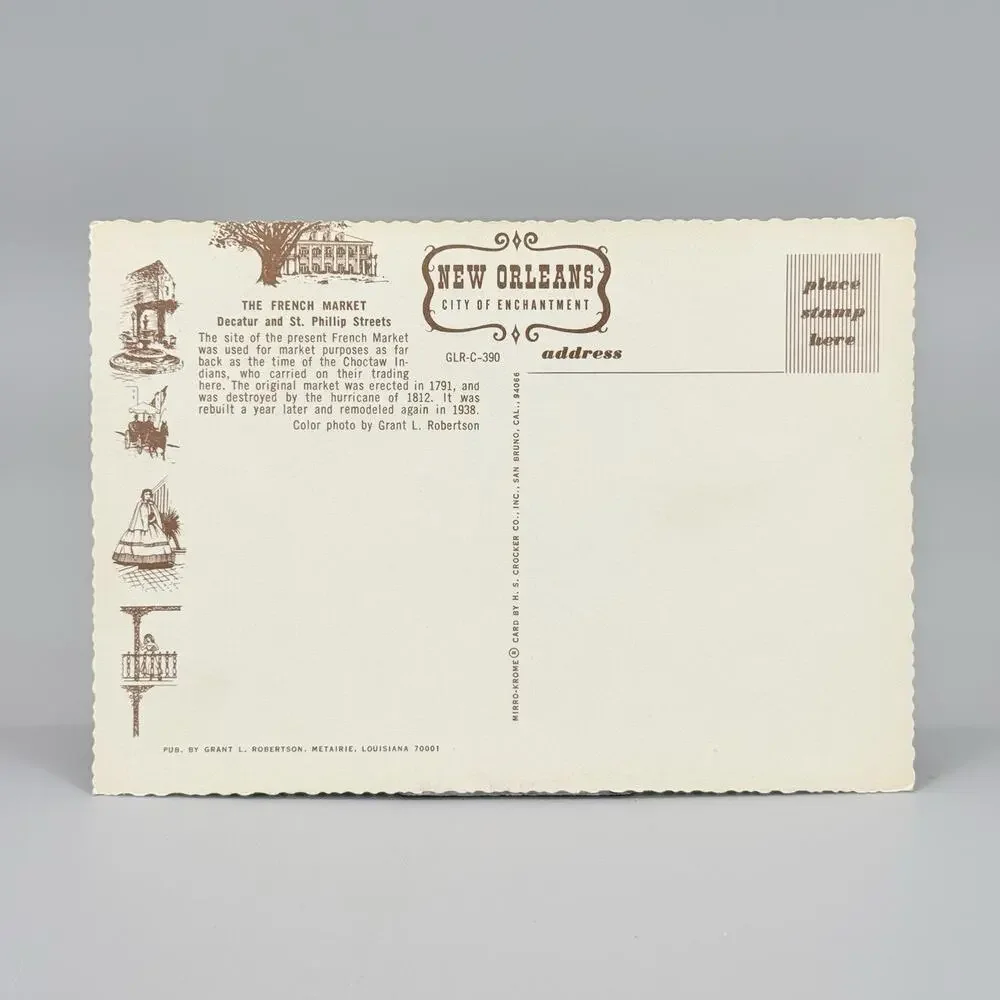 The French Market New Orleans Louisiana Vintage Blank Unused Postcard